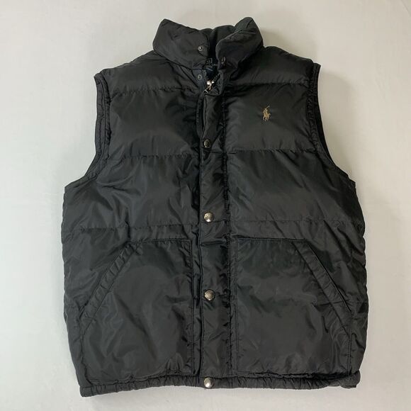 Ralph Lauren Polo Puffer Gilet Medium Men Black 150 Down Feather Vest Bodywarmer